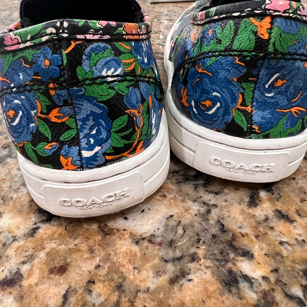 Coach Black Floral Slip-On Sneakers Loafers - Picture 3 of 5